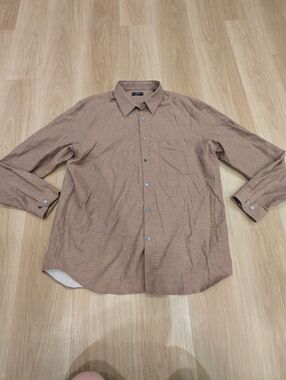Theory Brown Button Up Long Sleeve Shirt Size XxL